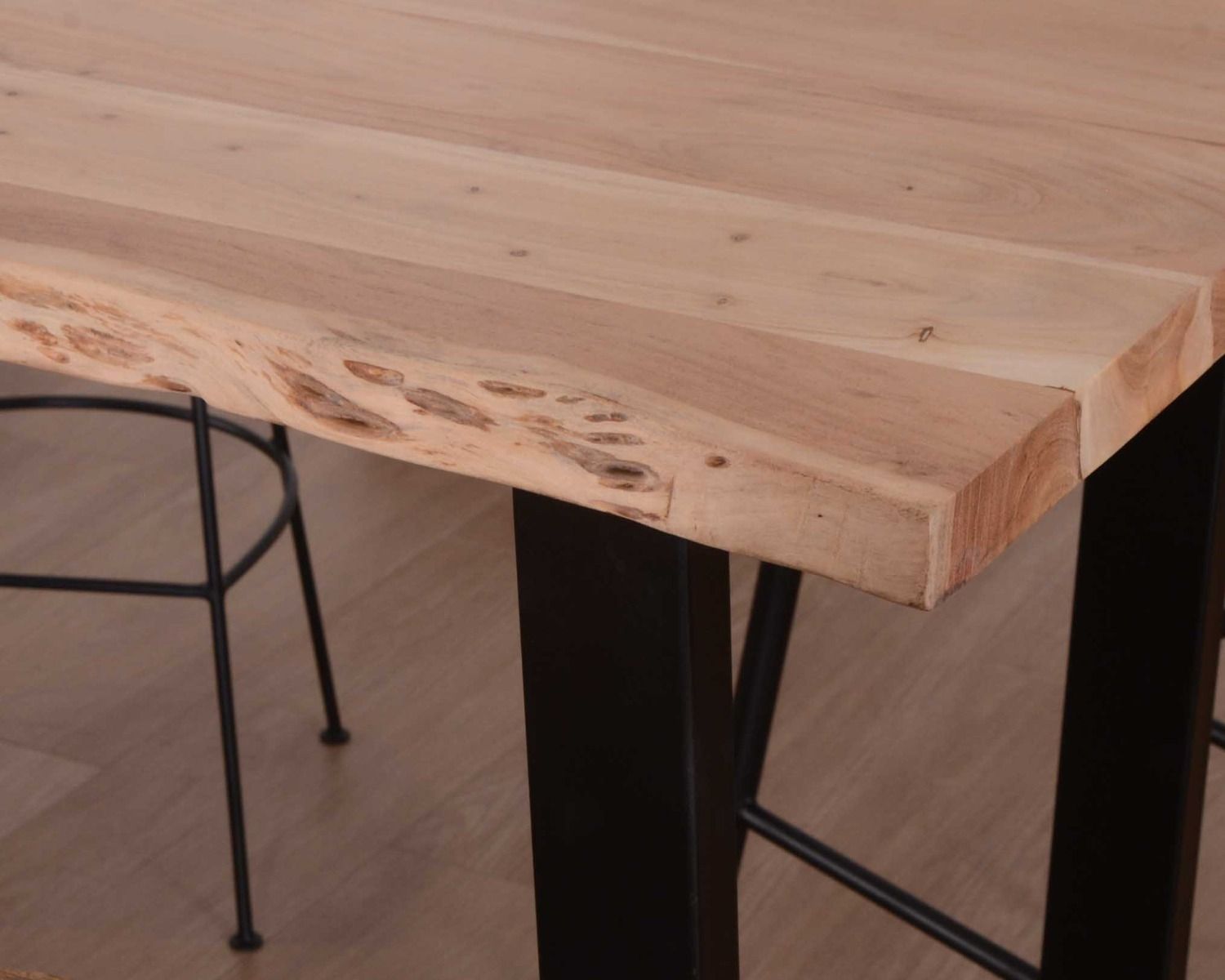 Table de bar 150x90 métal et acacia massif naturel "Jaffna"
