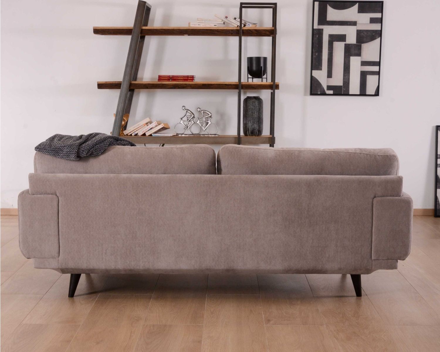 Canapé 2/3 places en tissu gris beige "Nogales" Casita 210cm