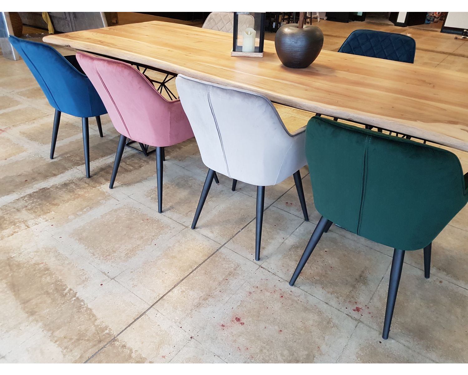 Chaise de repas accoudoir Bleu Pétrole "Sando"