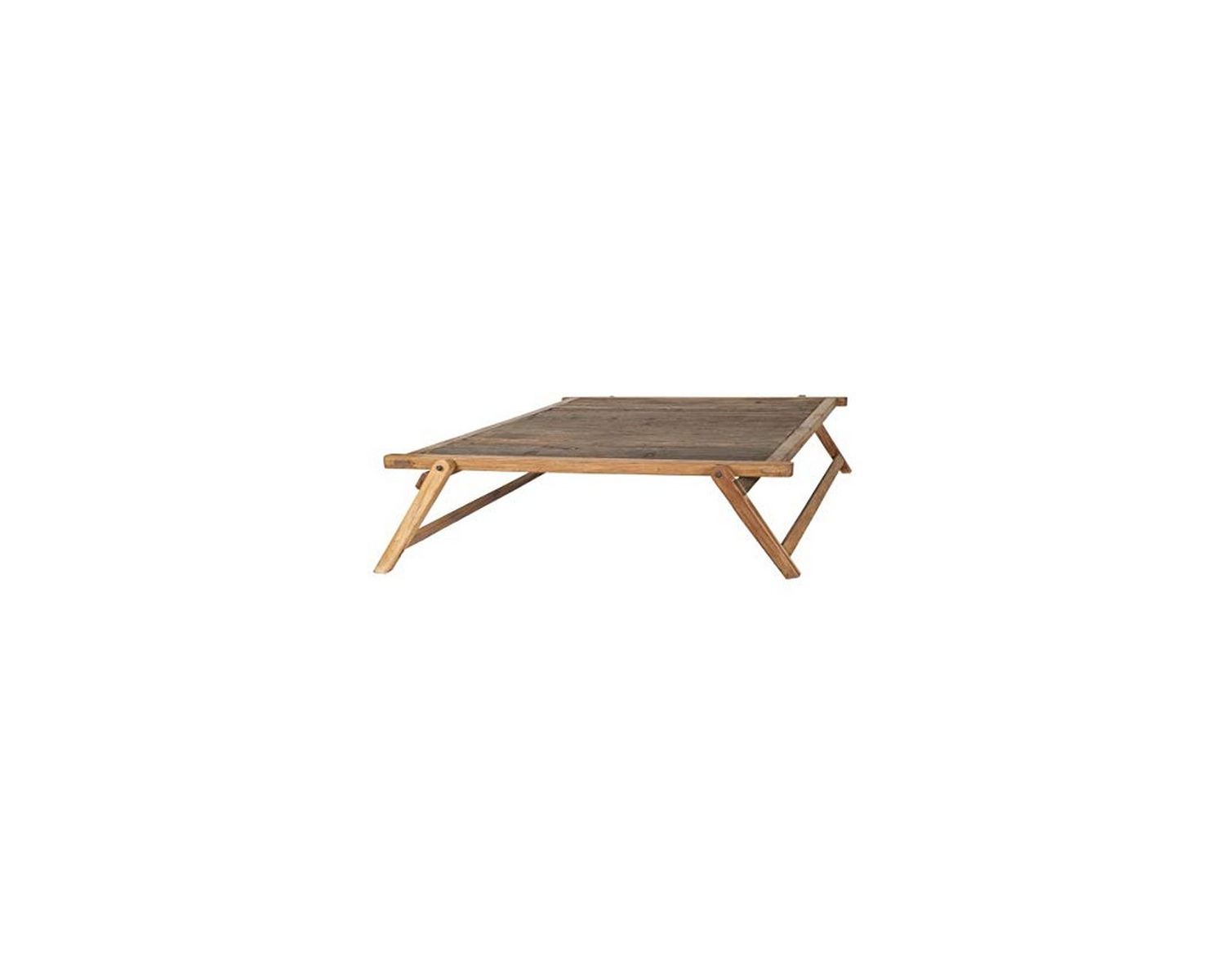 Grande table basse carrée vieux bois ethnique "Népalaise"
