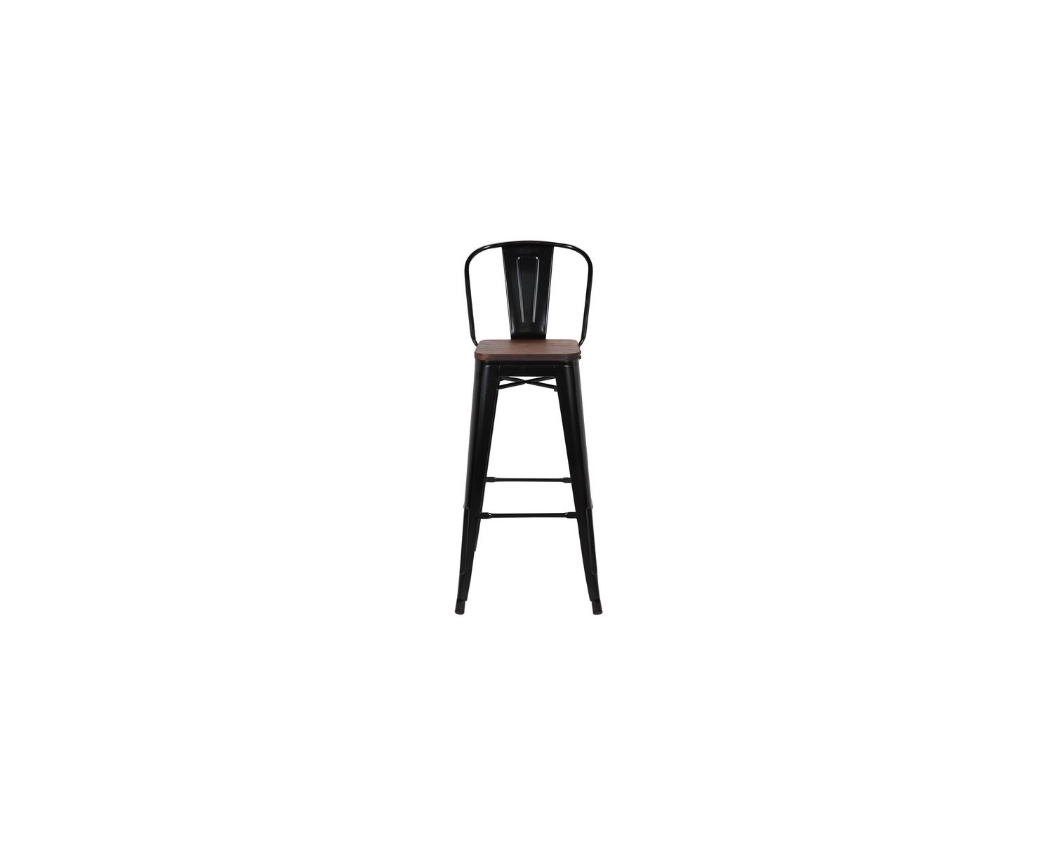 Lot de 4 chaises de bar industrielles métal noir assise bois "Osaca"