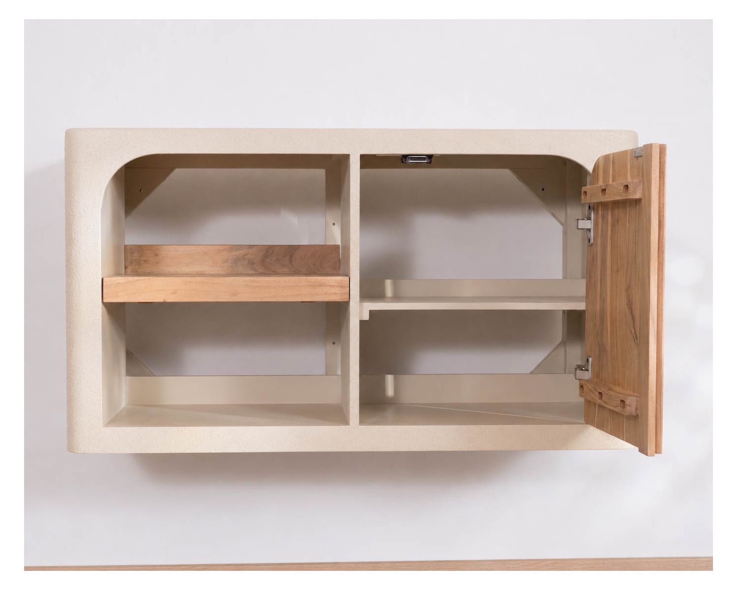 Meuble sous vasque 90 cm à suspendre "Miona" design organique aspect béton sablé