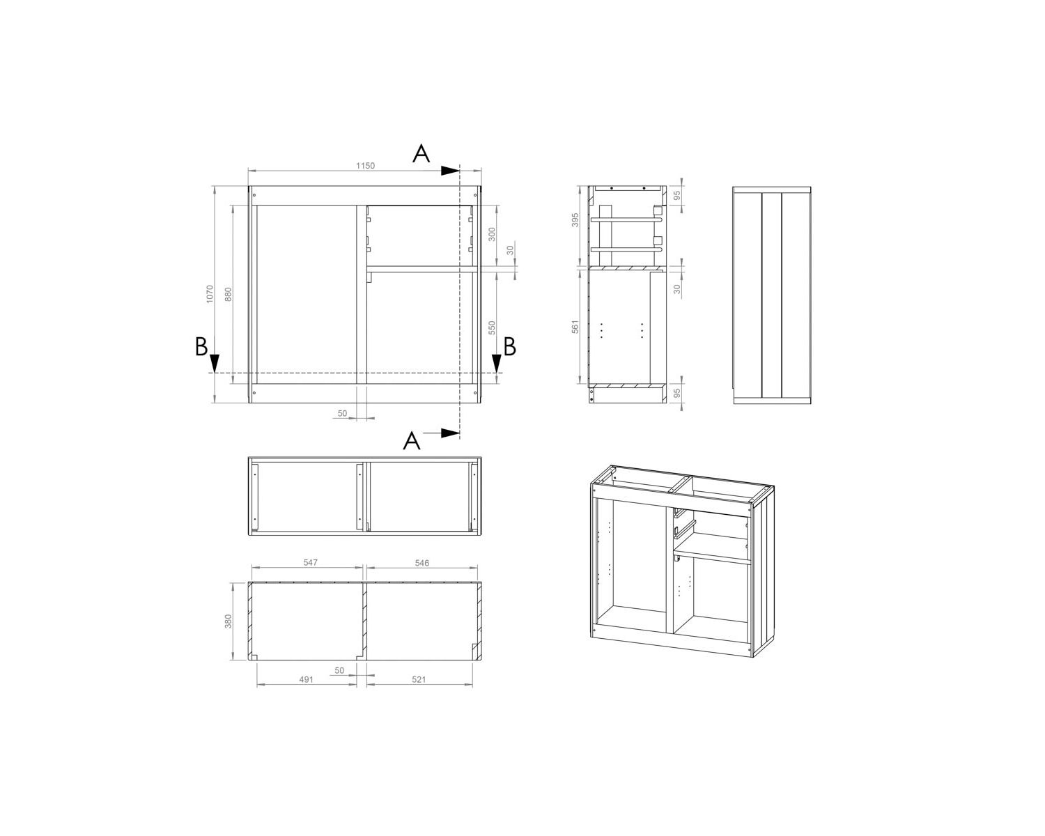 Meuble de rangement indus’ décontracté 2 portes 2 tiroirs "Breeze"