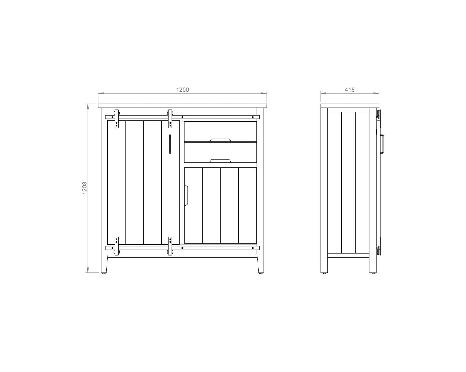 Meuble de rangement indus’ décontracté 2 portes 2 tiroirs "Breeze"