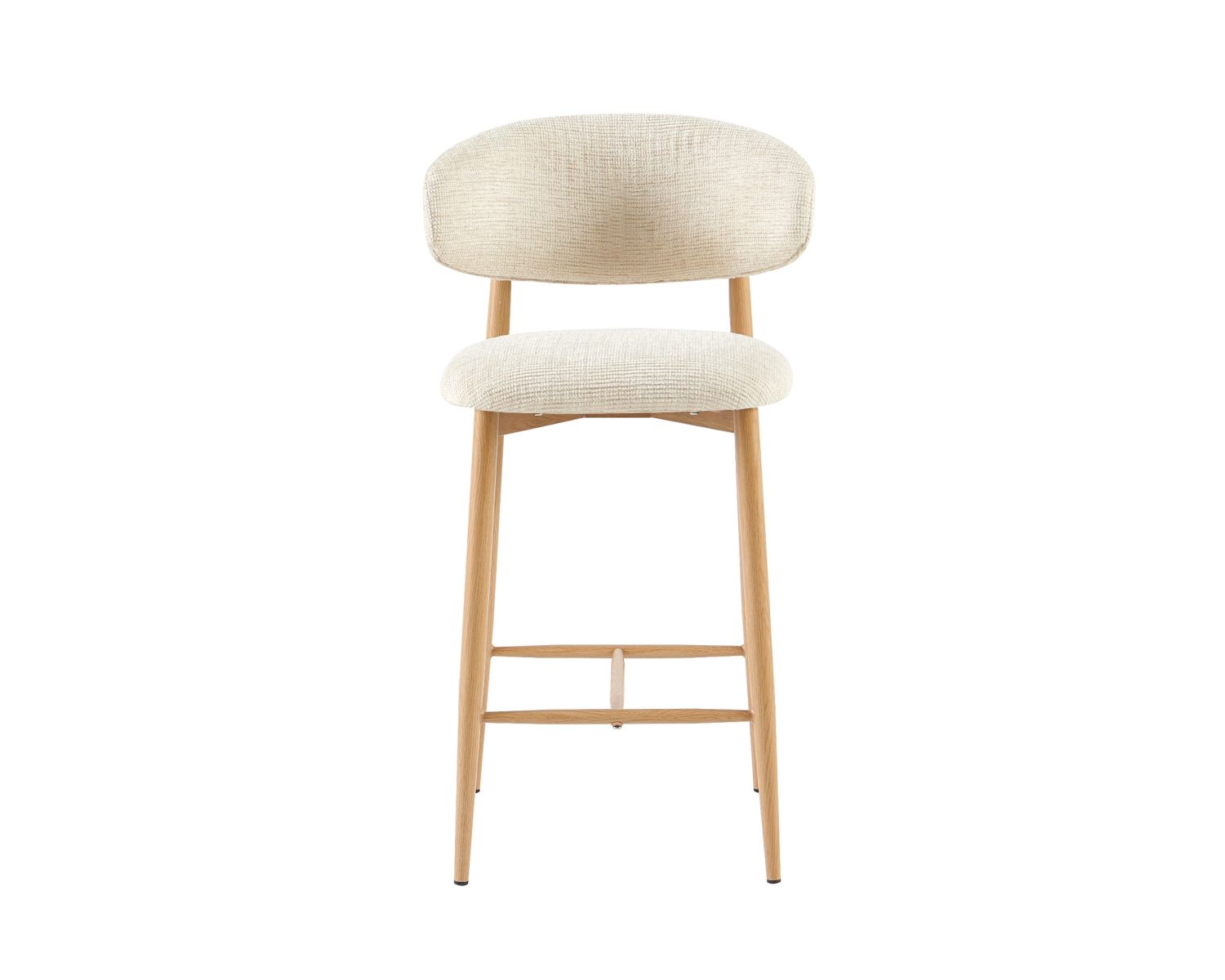 Lot de 2 chaises mi-hauteur style scandinave en tissu blanc cassé "Arpège" pieds métal aspect bois clair