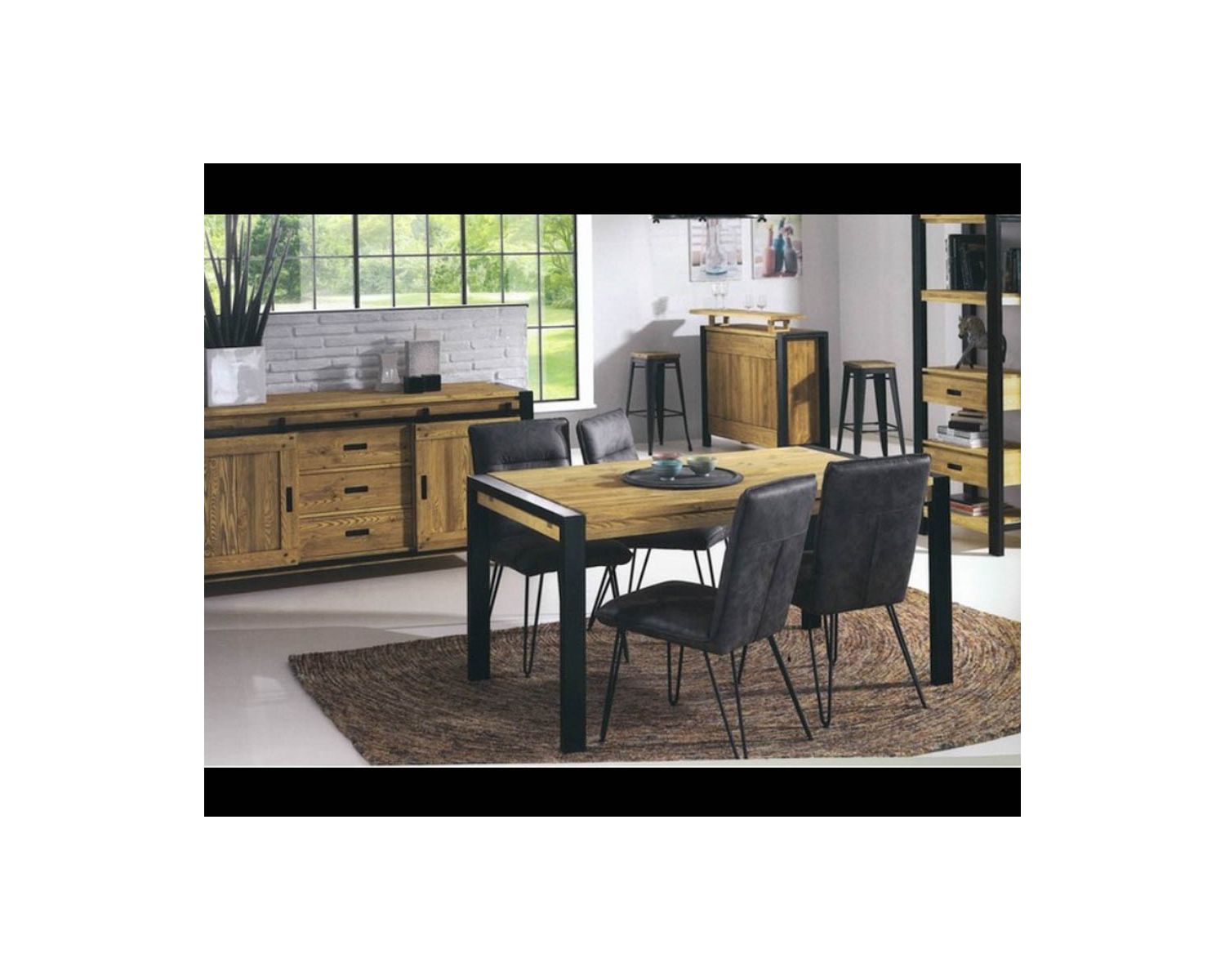 Mange-debout rectangulaire "Lugano" en pin massif et métal 120x70cm