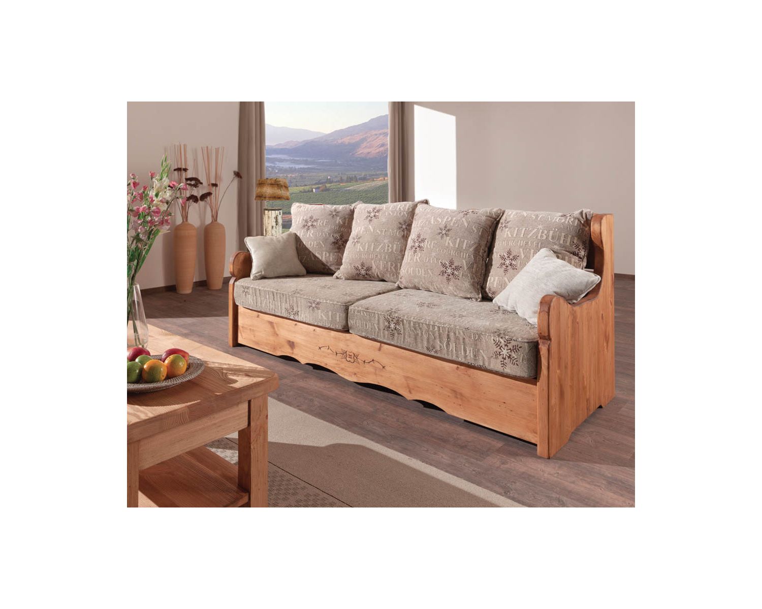 Canapé 3 places style montagne "Alaska" tissu au choix