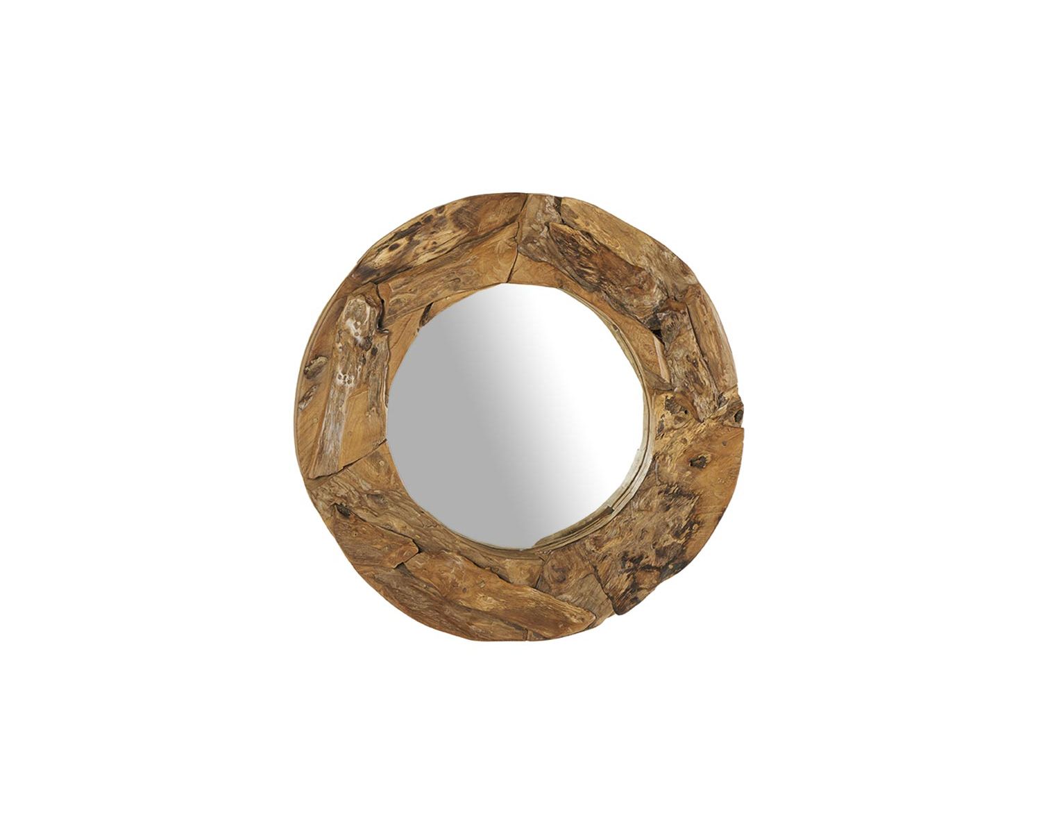 Miroir rond teck massif 100cm "Bois"