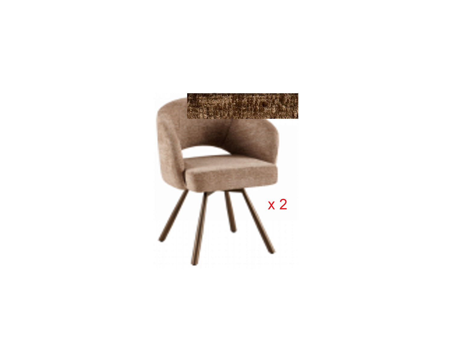 Lot de 2 chaises esprit newtro en tissu bouclettes blanc cassé et pieds métal noir "Sonate"