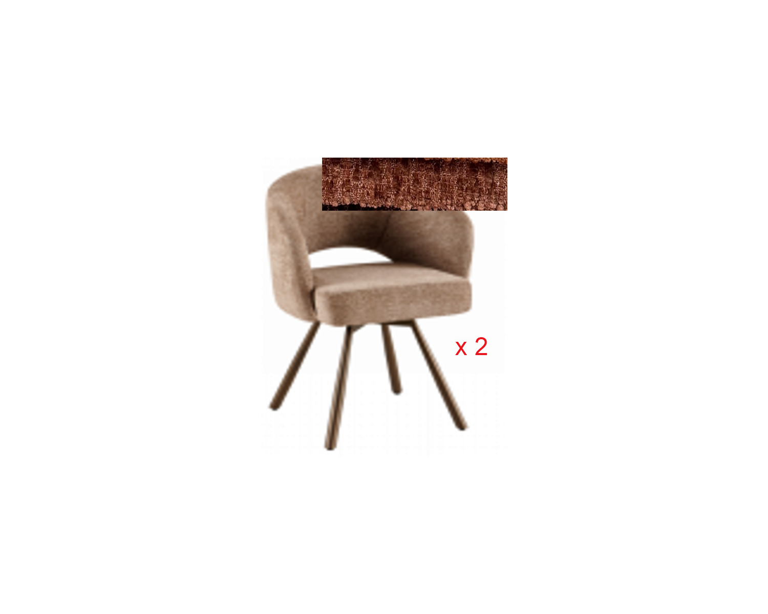 Lot de 2 chaises esprit newtro en tissu bouclettes blanc cassé et pieds métal noir "Sonate"