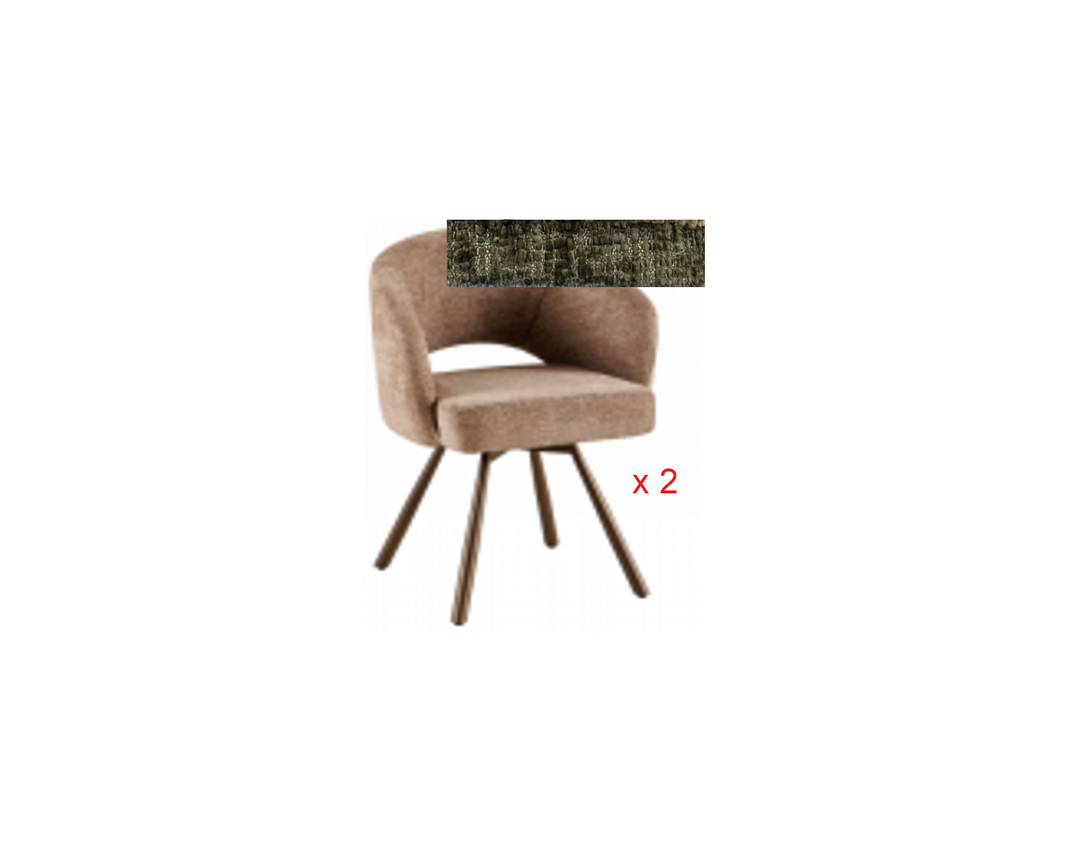 Lot de 2 chaises esprit newtro en tissu bouclettes blanc cassé et pieds métal noir "Sonate"