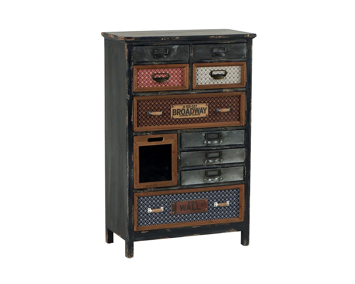 Petite armoire déco bois tiroirs "Mélimélo Indus" 100cm