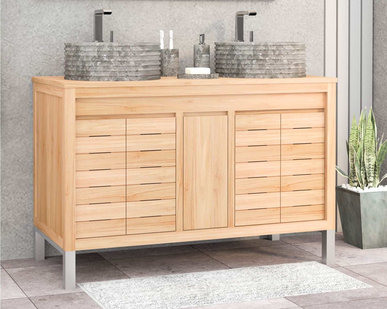 Meuble sous vasque en teck 120 cm "Tamy"