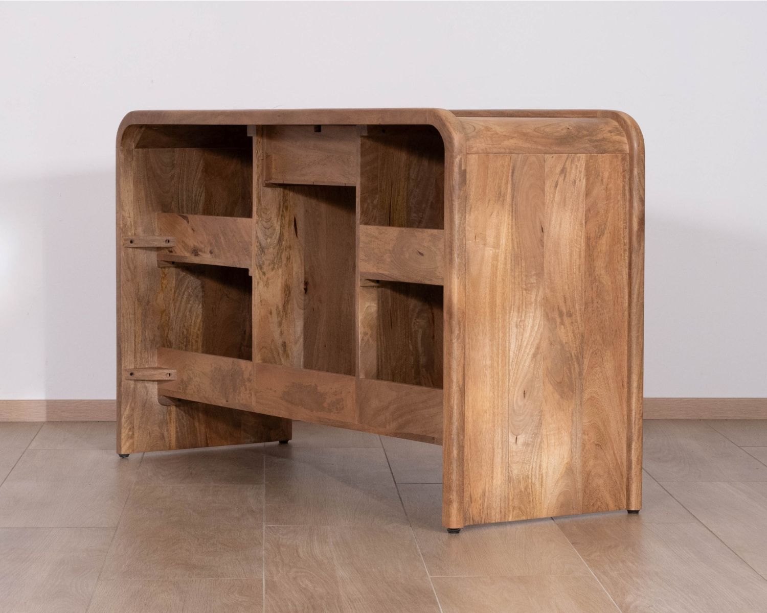 Meuble sous vasque double en manguier massif "Spelano" style néo-vintage 140 cm
