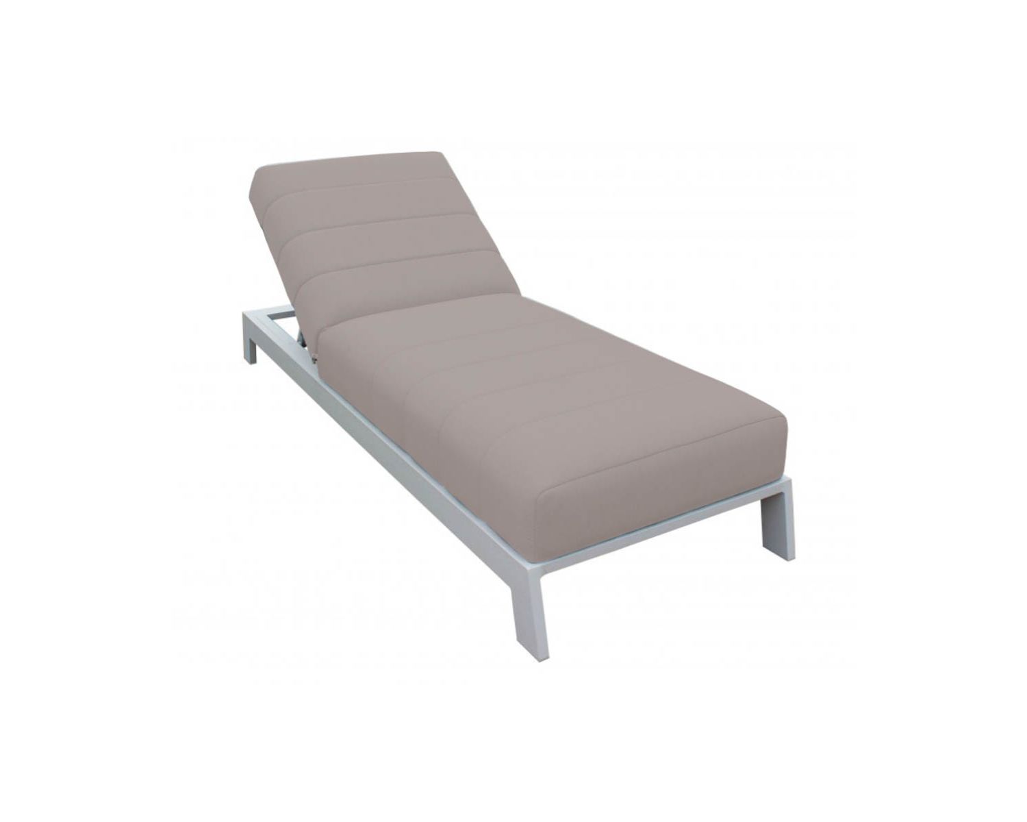 Bain de soleil haut de gamme matelassé alu blanc tissu taupe "Terrasse"