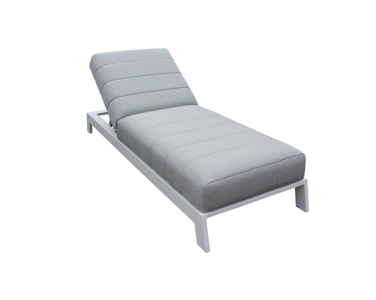 Transat matelassé en aluminium blanc et tissu gris qualité supérieure "Terrasse"