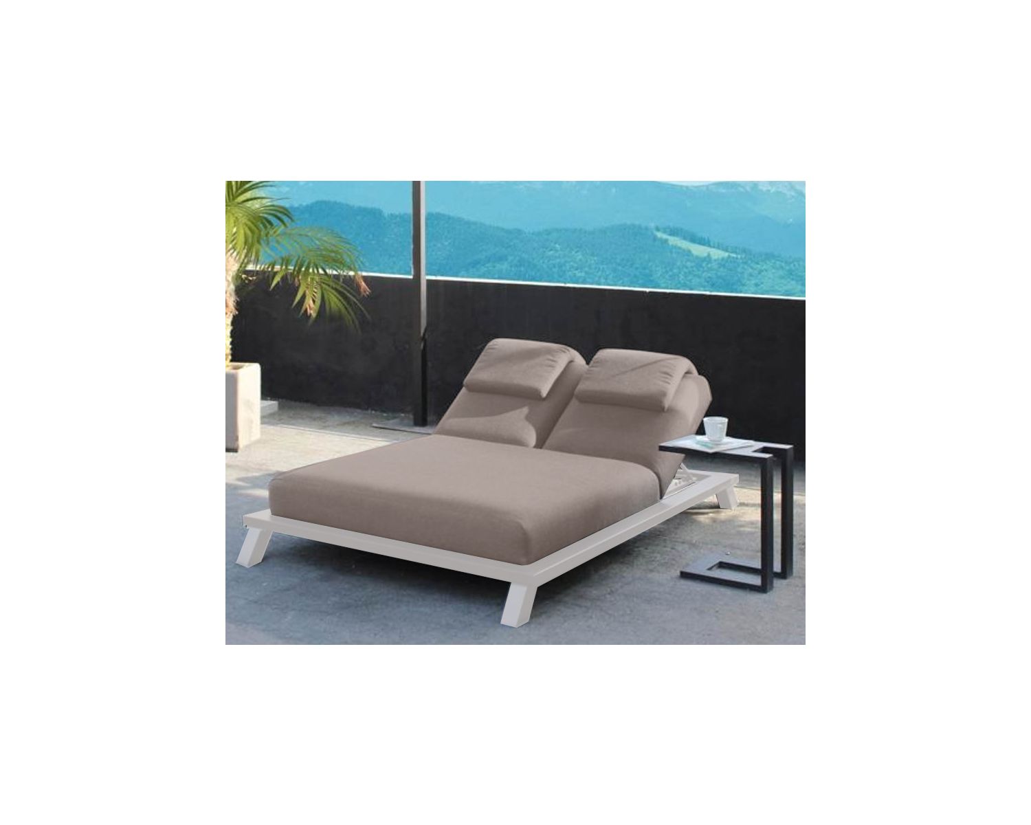 Têtière en tissu taupe pour bain de soleil "Nusa Pedina"