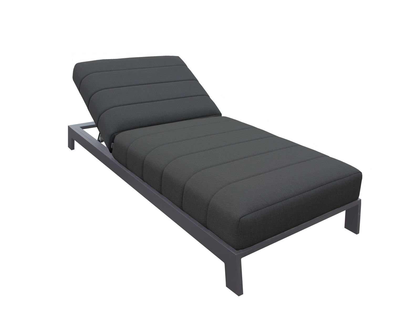 Bain de soleil 90 cm de large en aluminium noir et matelas gris "Terrasse"