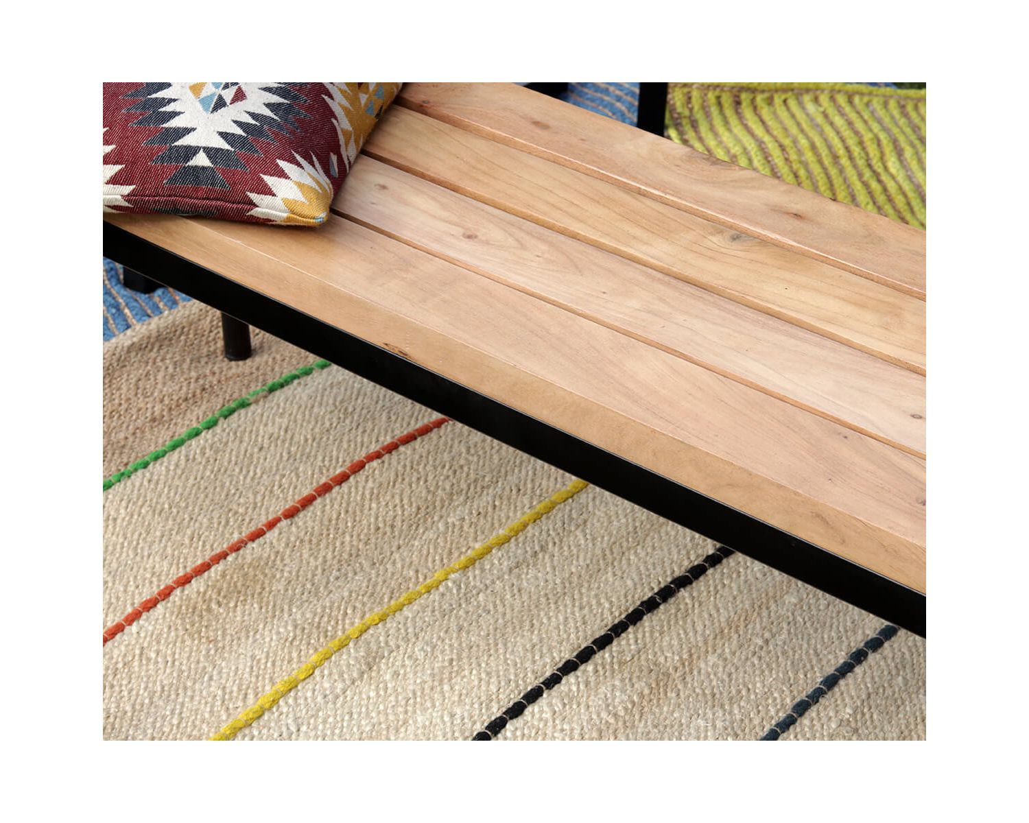 Banc industriel en bois d’acacia massif et métal "Garden"