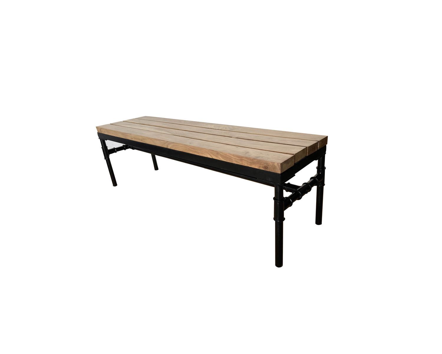 Banc industriel en bois d’acacia massif et métal "Garden"