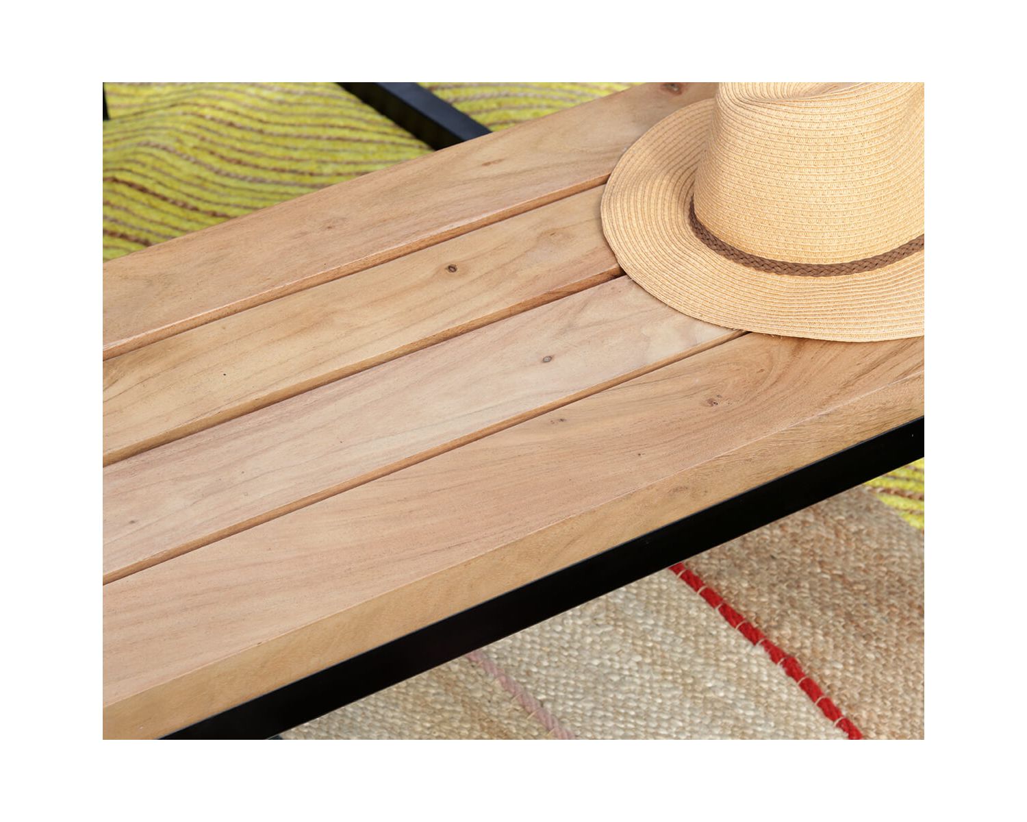 Banc industriel en bois d’acacia massif et métal "Garden"