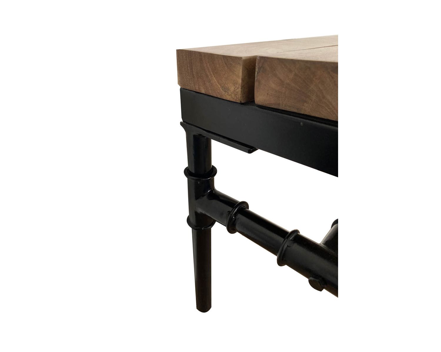 Banc industriel en bois d’acacia massif et métal "Garden"