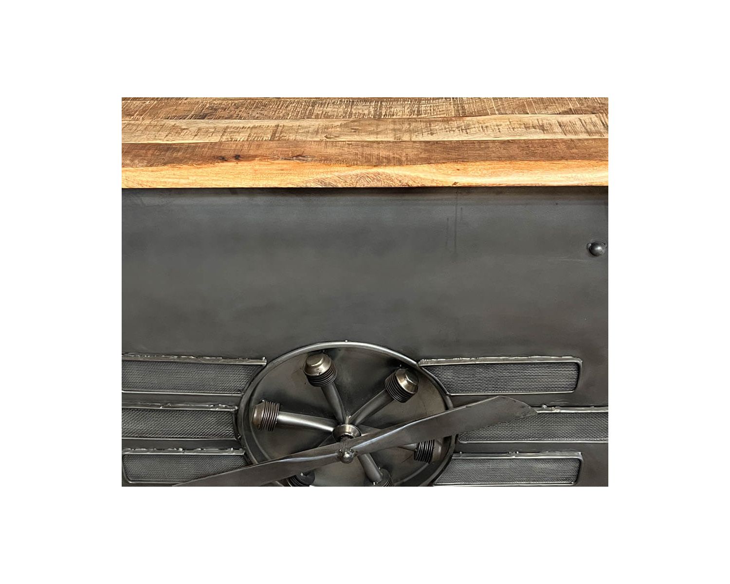 Bar métal et bois style récup multi rangements "Crazy" avec hélice
