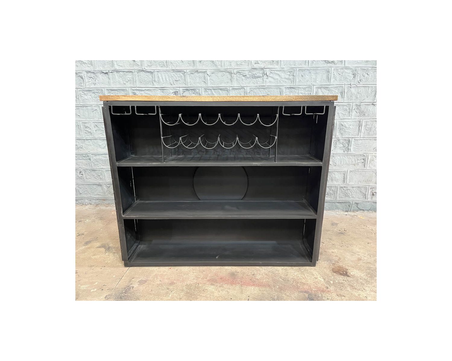 Bar métal et bois style récup multi rangements "Crazy" avec hélice