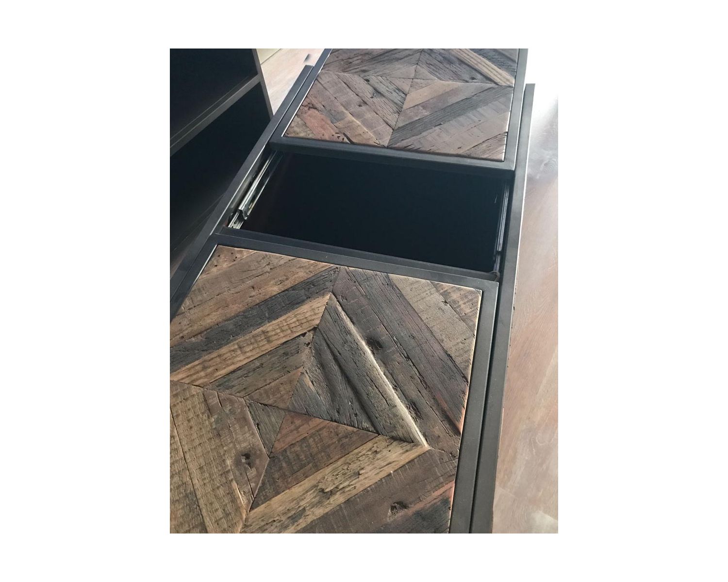 Table basse bar métal et bois industriel 100cm "Wood"