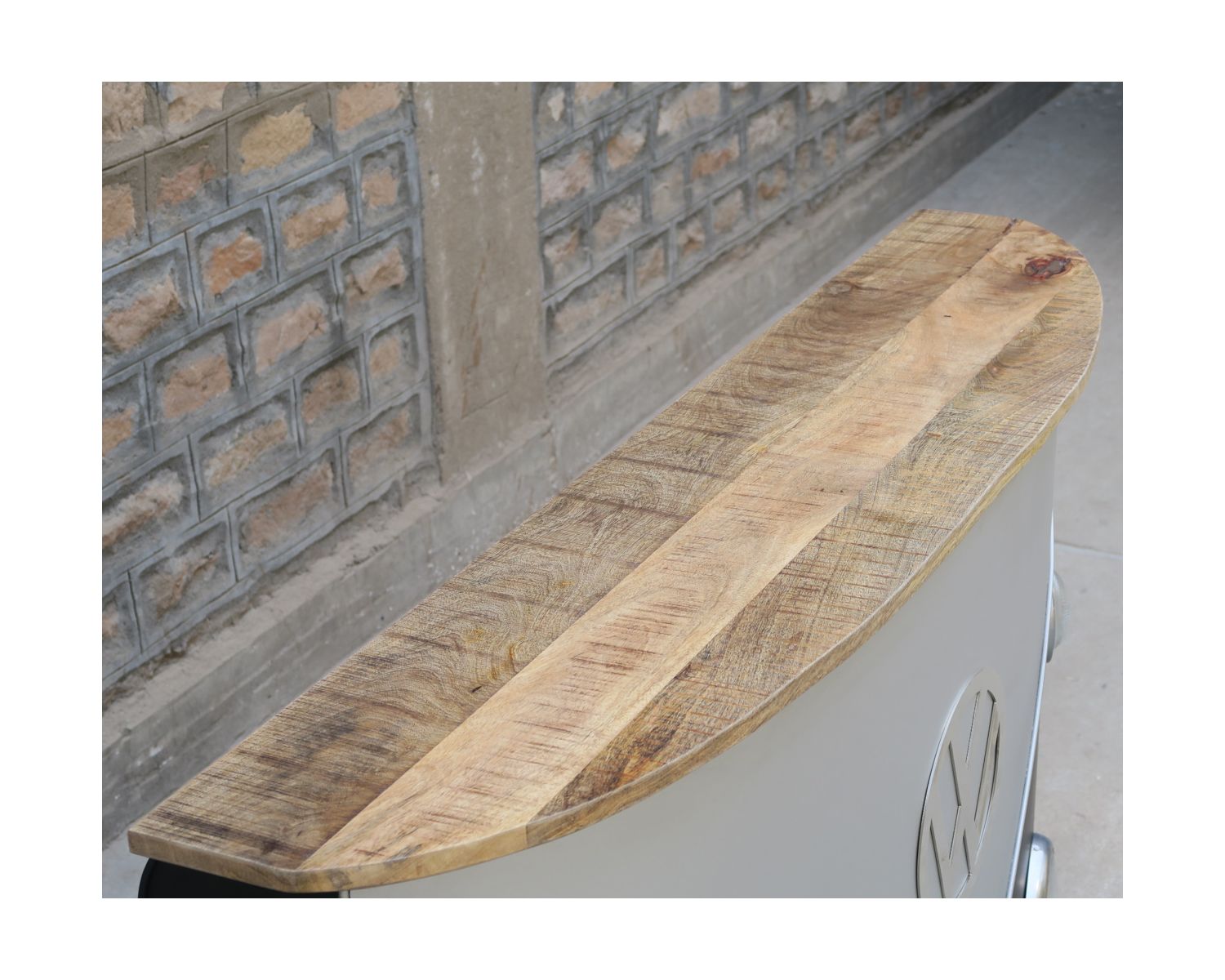 Bar combi métal et bois 160cm industriel blanc et bleu "Nola"