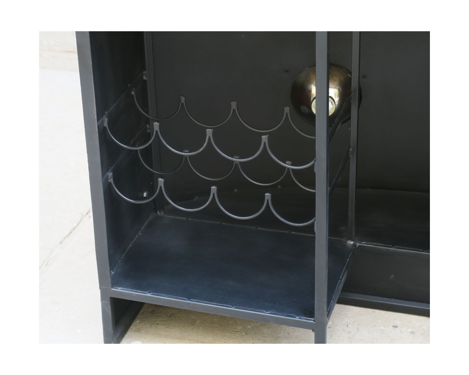 Bar combi métal et bois 160cm industriel blanc et bleu "Nola"