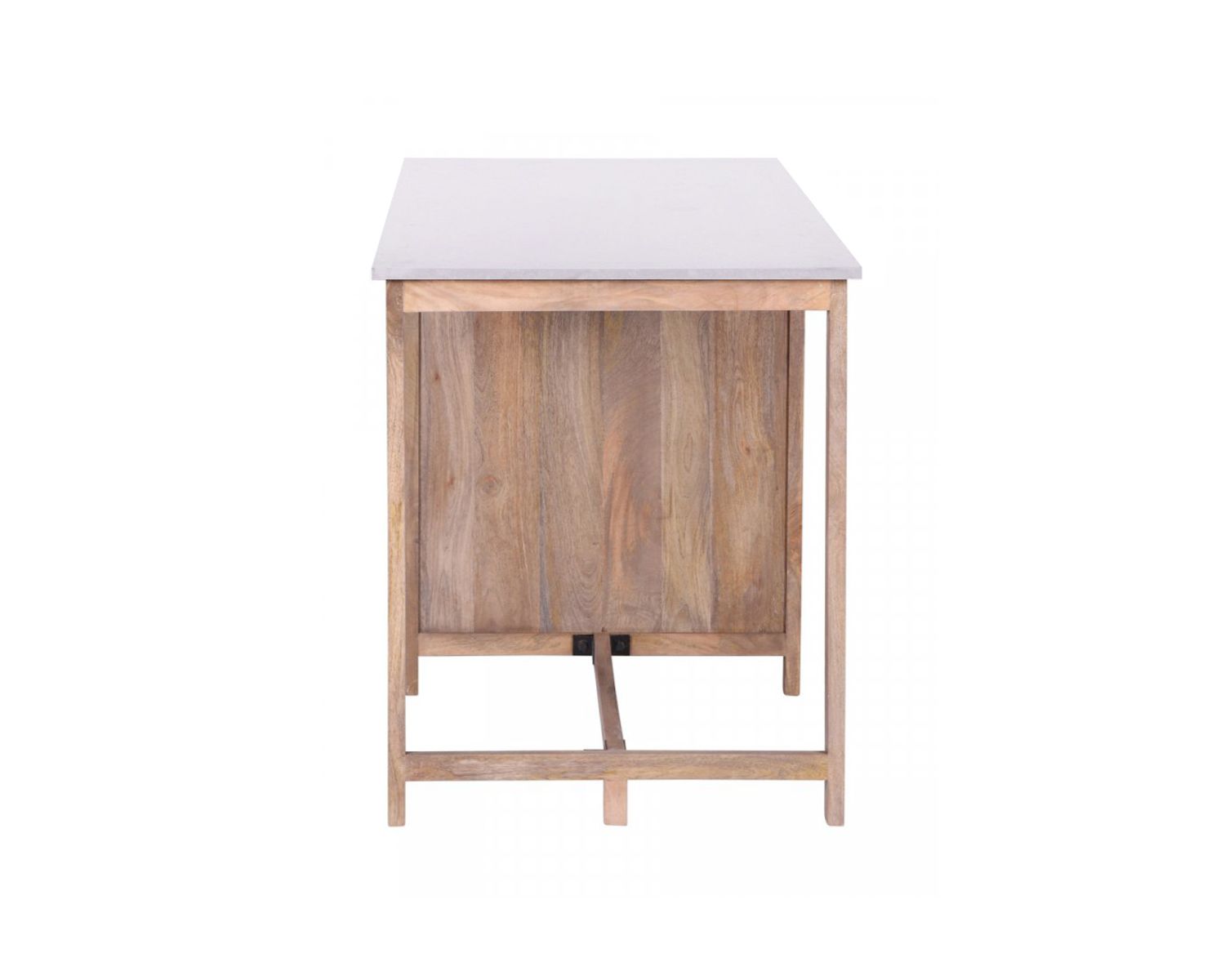 Îlot central bois et quartz blanc avec coin repas "Grand Chef"