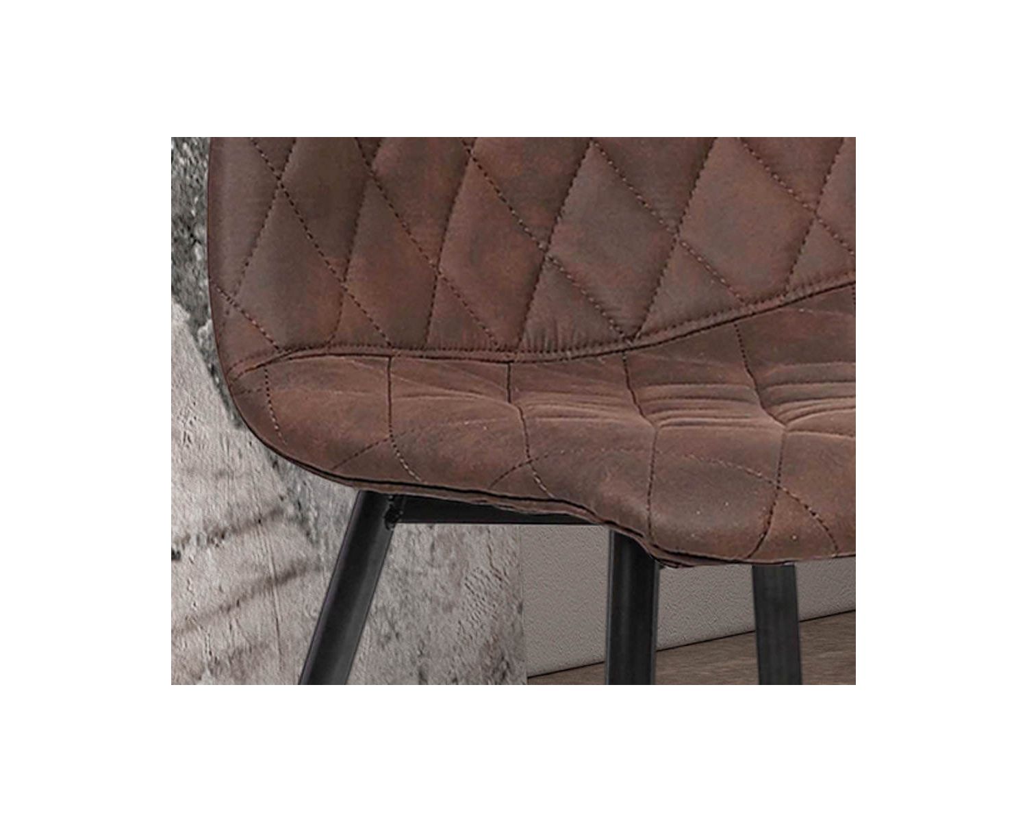 Lot de 2 chaises design métal noir et tissu microfibre brun "Miro"