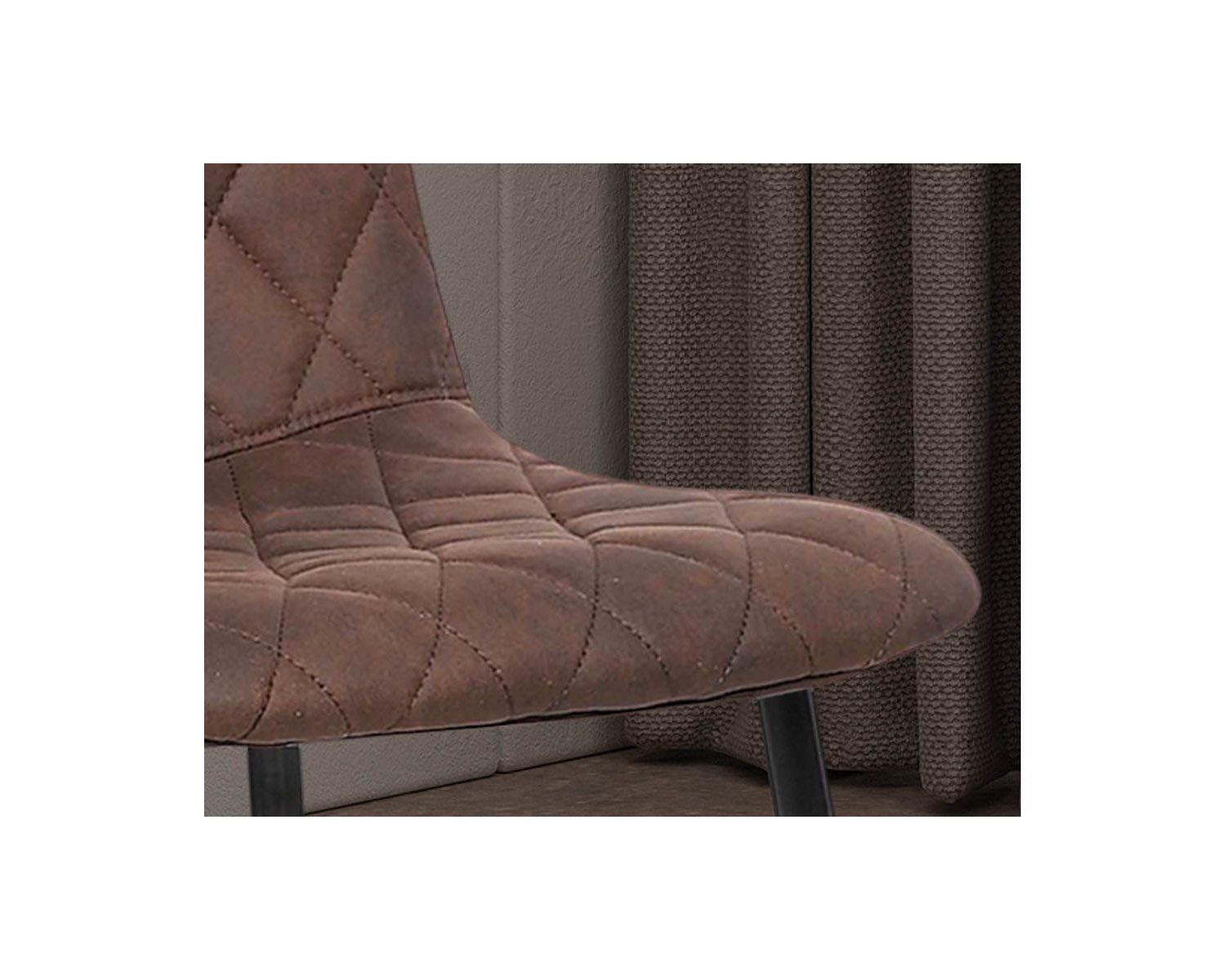 Lot de 2 chaises design métal noir et tissu microfibre brun "Miro"