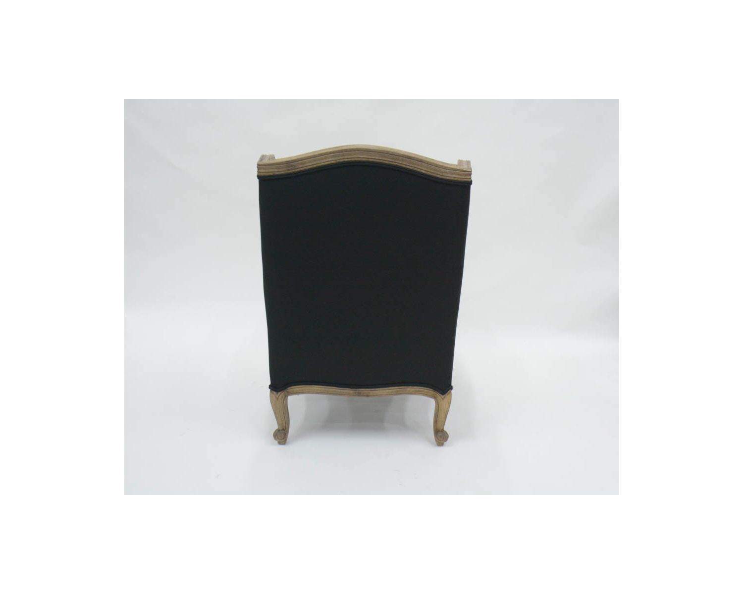 Fauteuil bergère "Sofia" bois massif et tissu noir et blanc à losanges