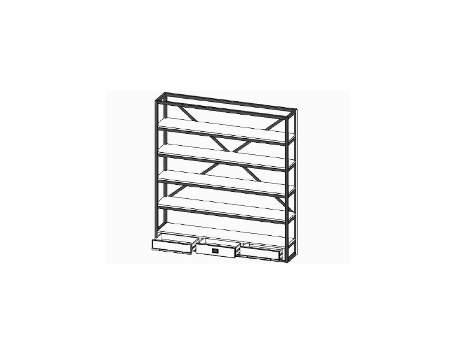 Grande bibliothèque indus’ métal et bois "San Francisco" avec échelle