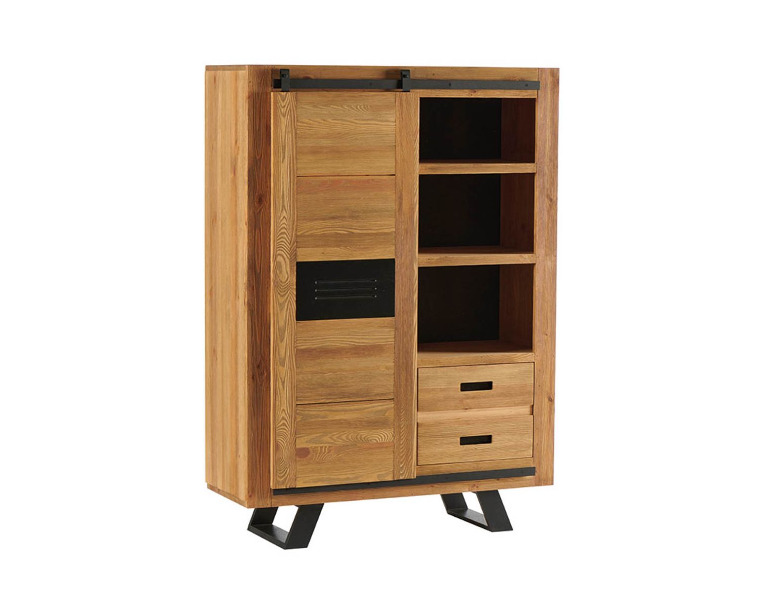 Vaisselier industriel en bois massif multi rangements "Cardiff"