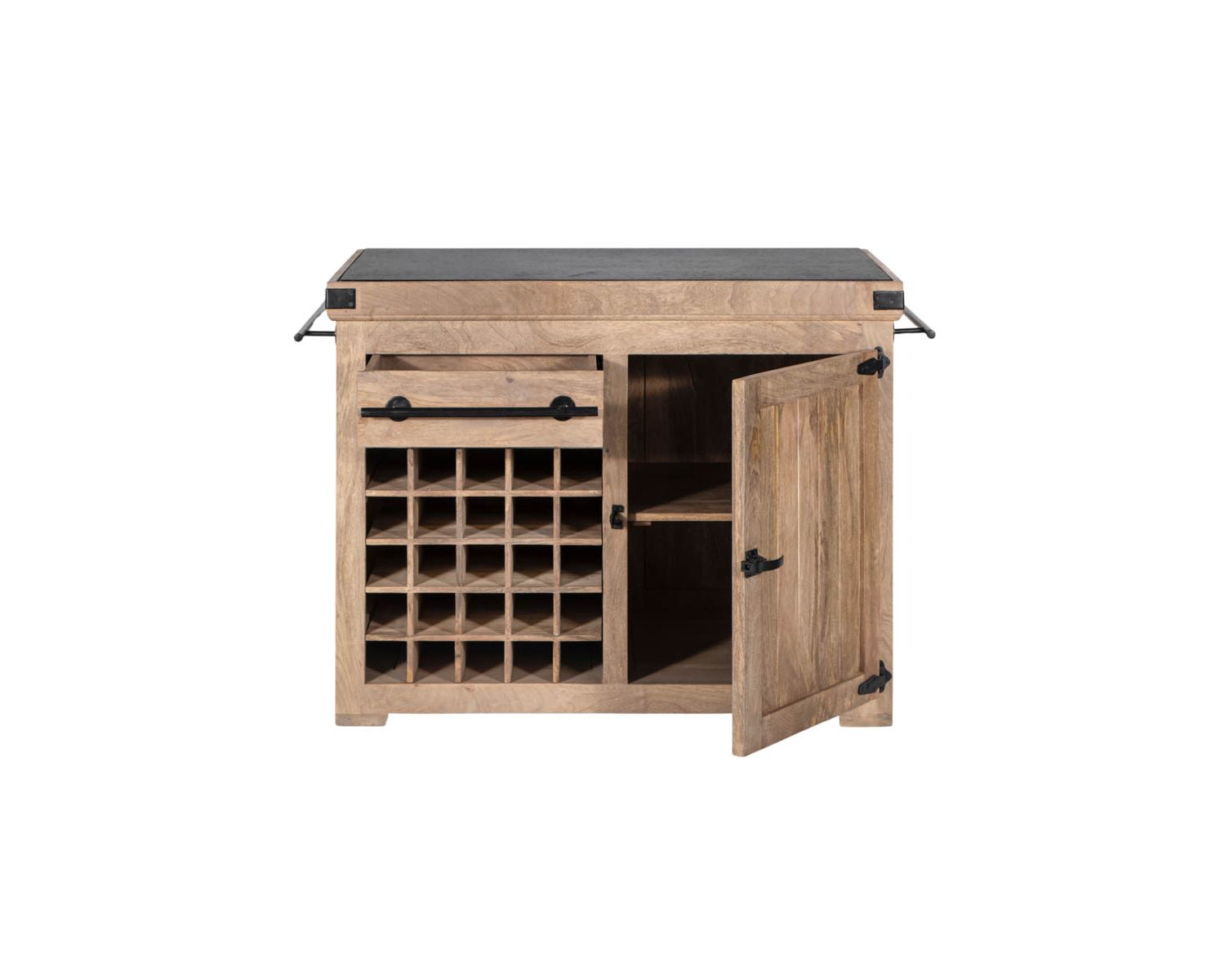 Billot de cuisine bois massif "Grand Chef" 115cm plateau pierre