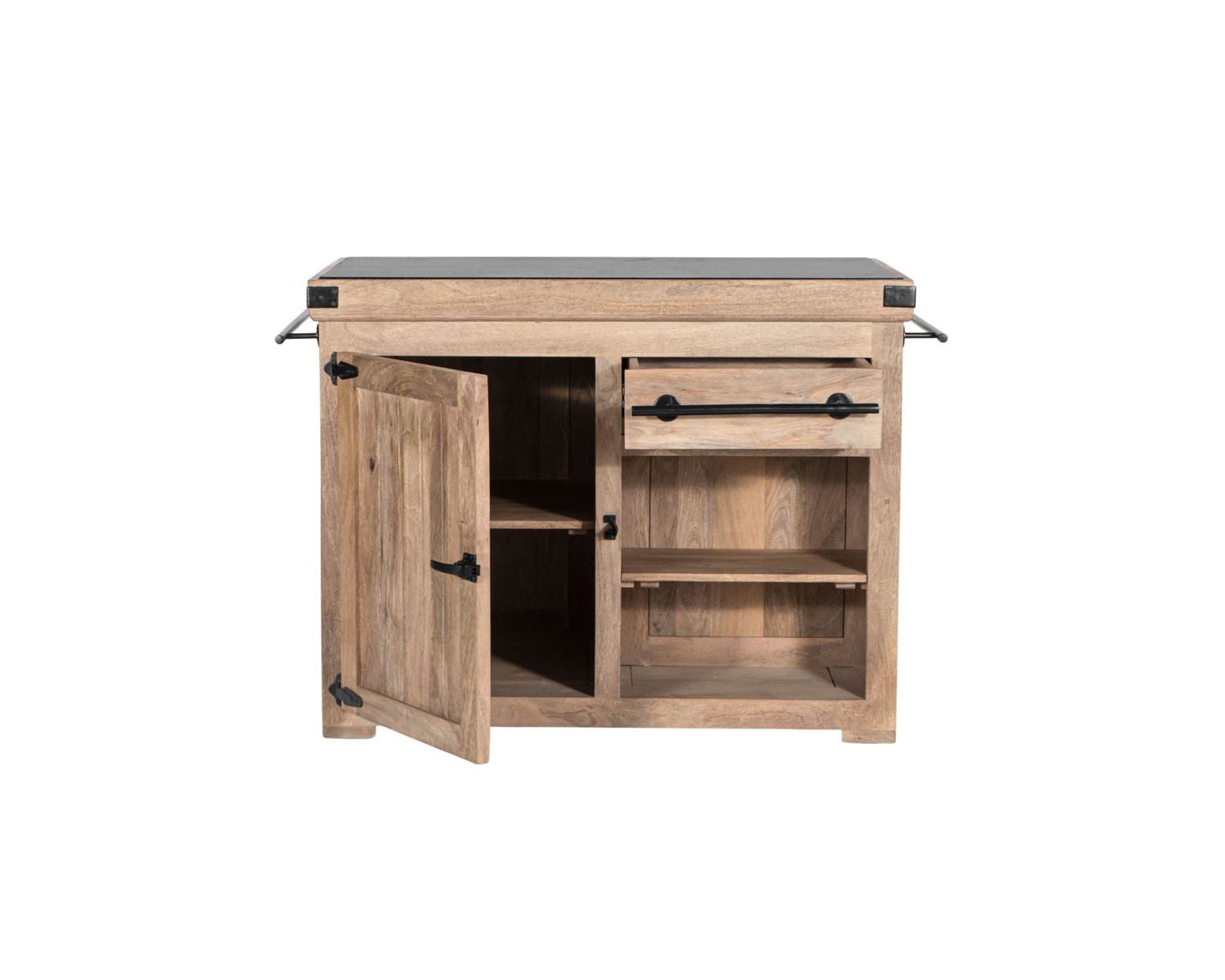 Billot de cuisine bois massif "Grand Chef" 115cm plateau pierre