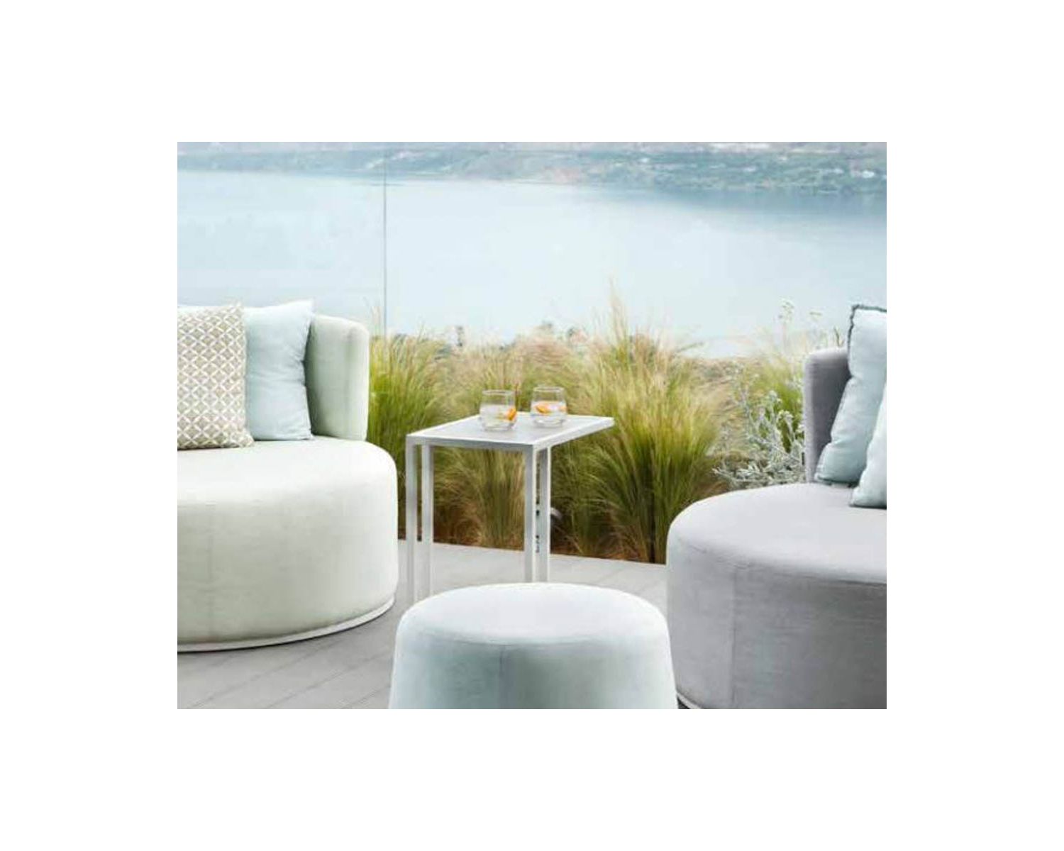 Bout de canapé blanc plateau céramique "Terrasse"