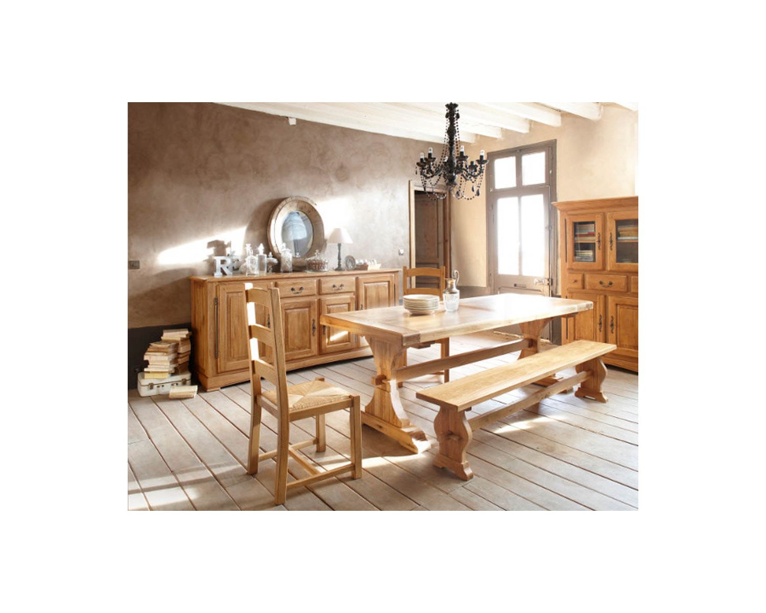 Bahut 4 portes 2 tiroirs chêne massif "Antique"