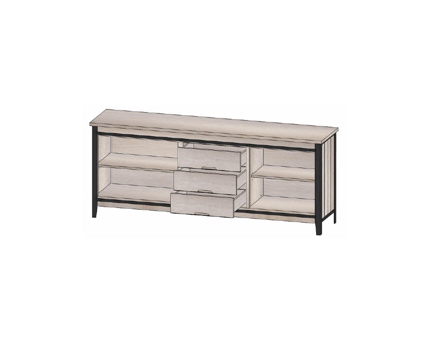 Buffet industriel multi rangements métal gris foncé et bois "Breeze"