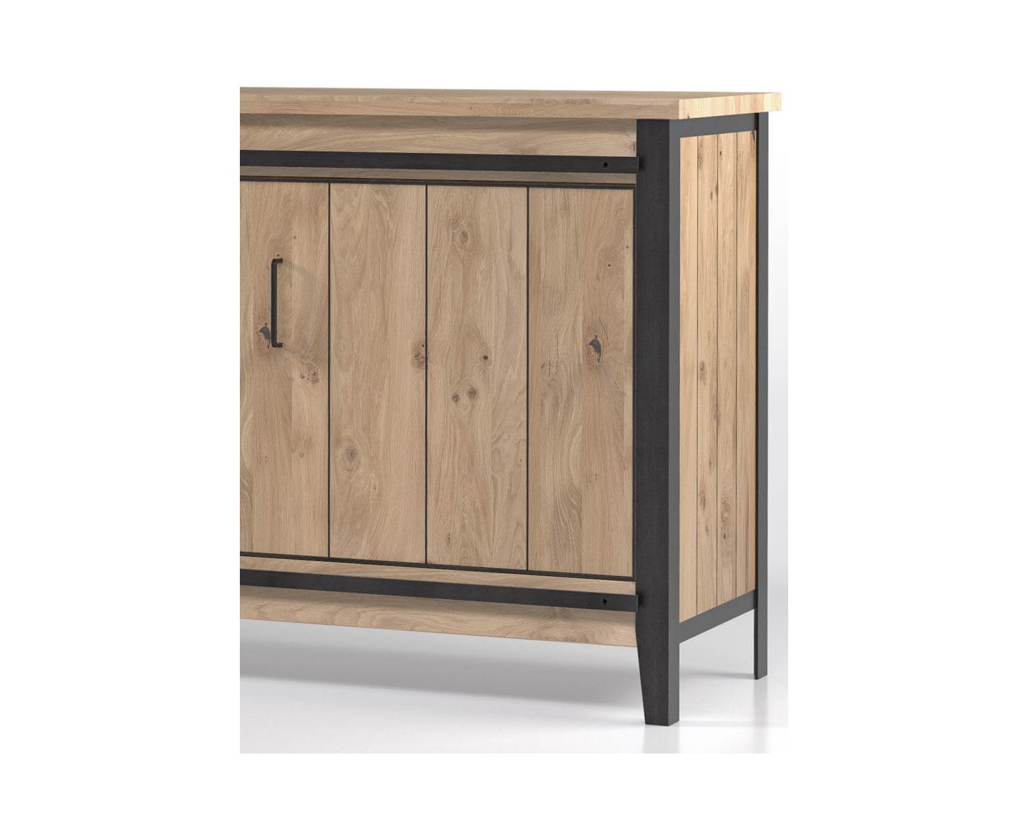 Buffet industriel multi rangements métal gris foncé et bois "Breeze"