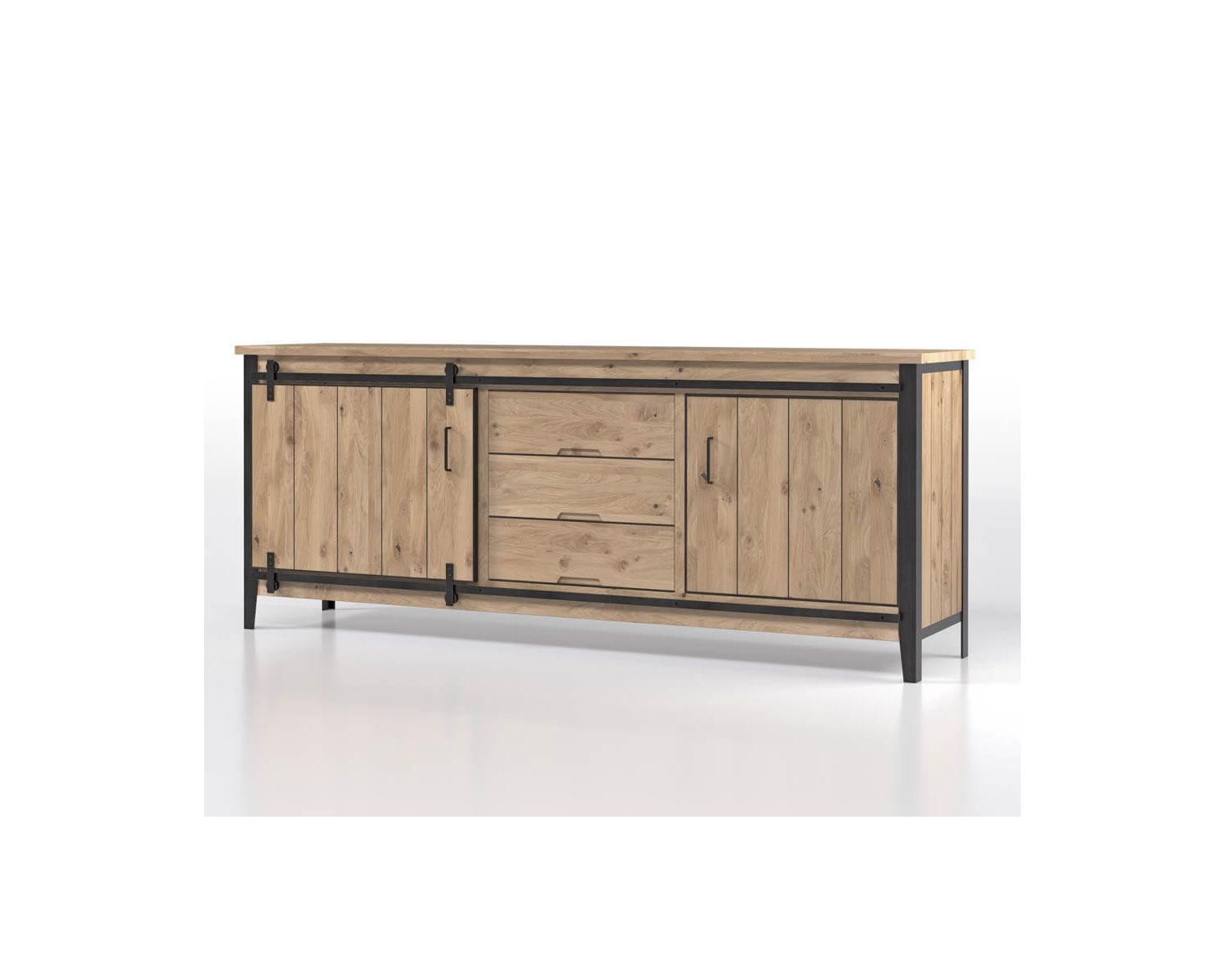 Buffet industriel multi rangements métal gris foncé et bois "Breeze"