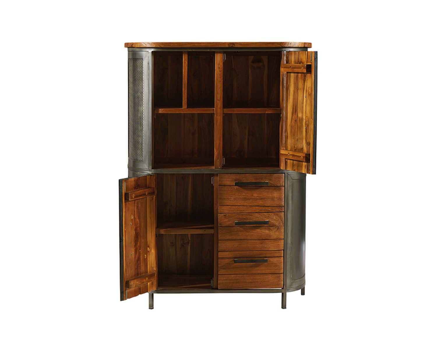 Buffet de salon industriel teck massif et métal "Hepley"