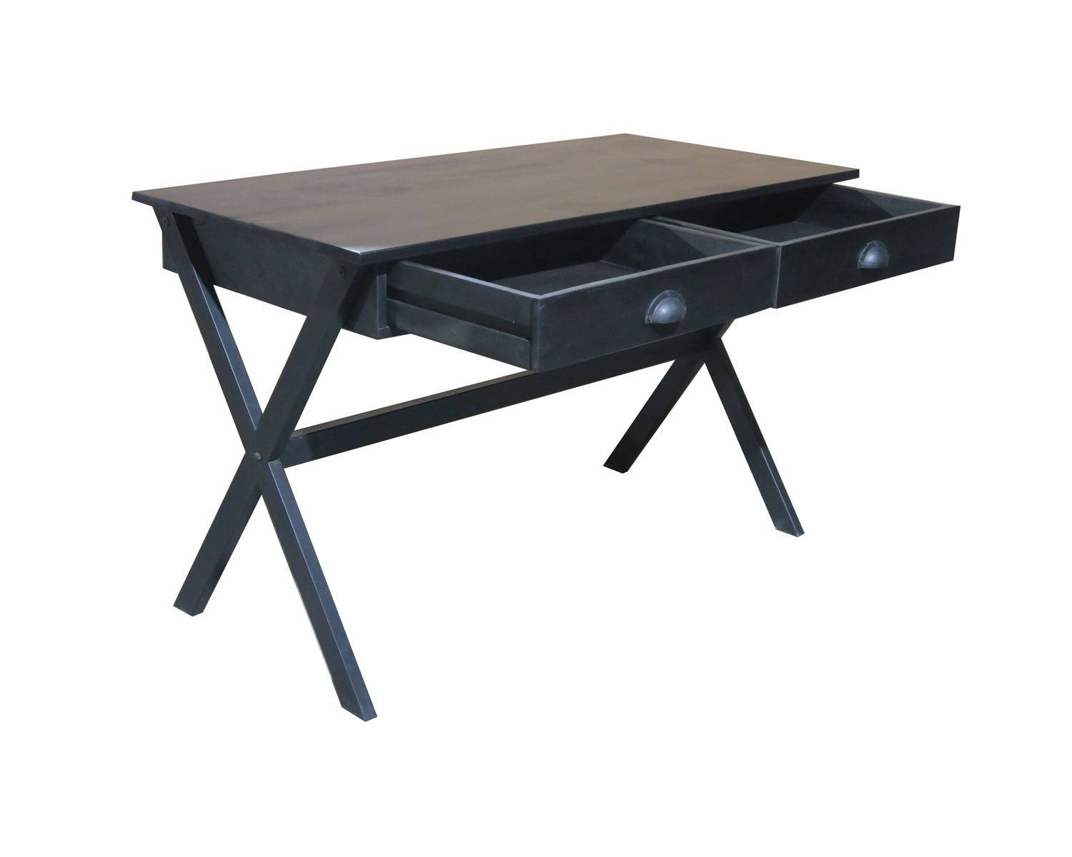 Bureau noir en bois et métal 120cm "Atelier"
