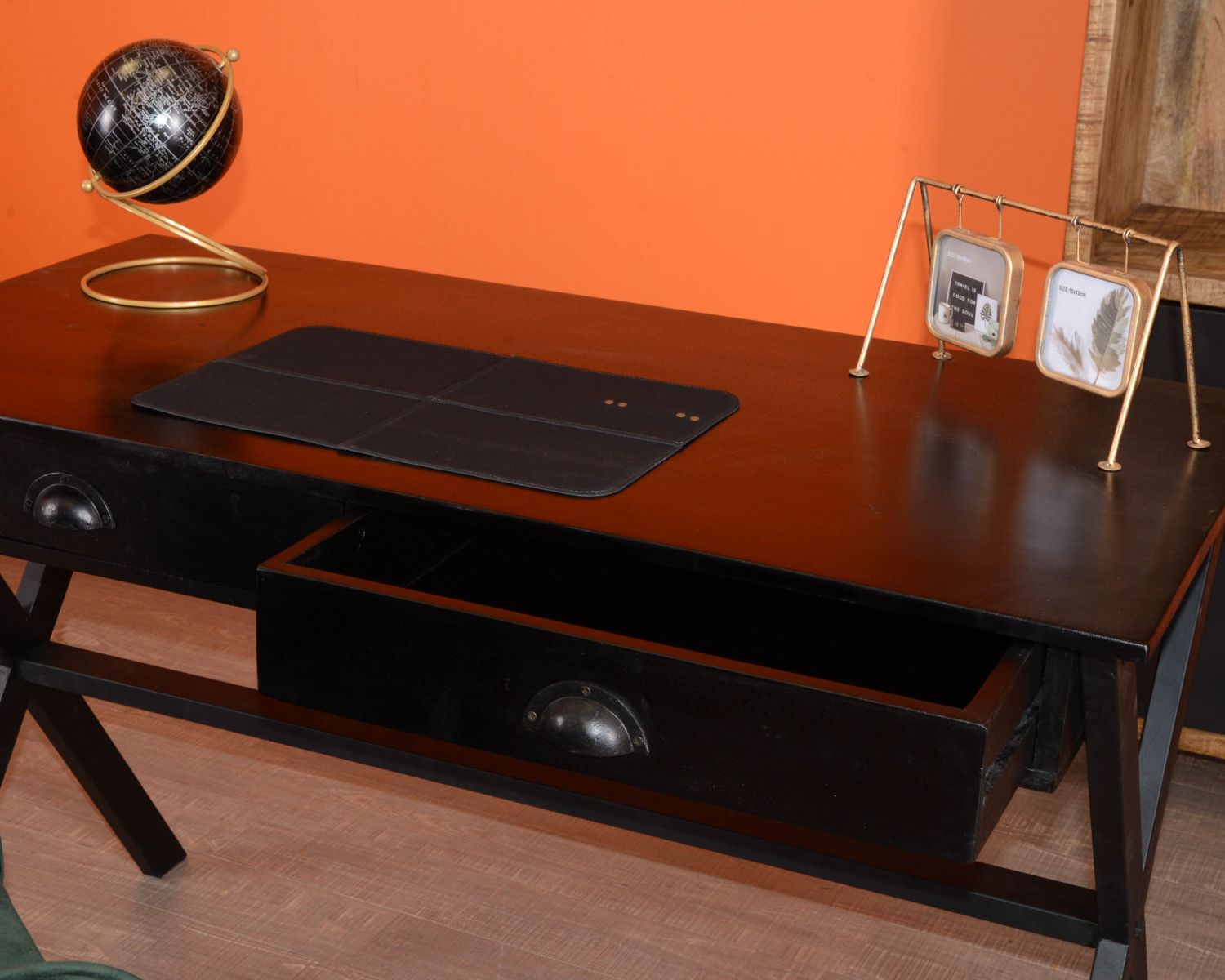 Bureau noir en bois et métal 120cm "Atelier"
