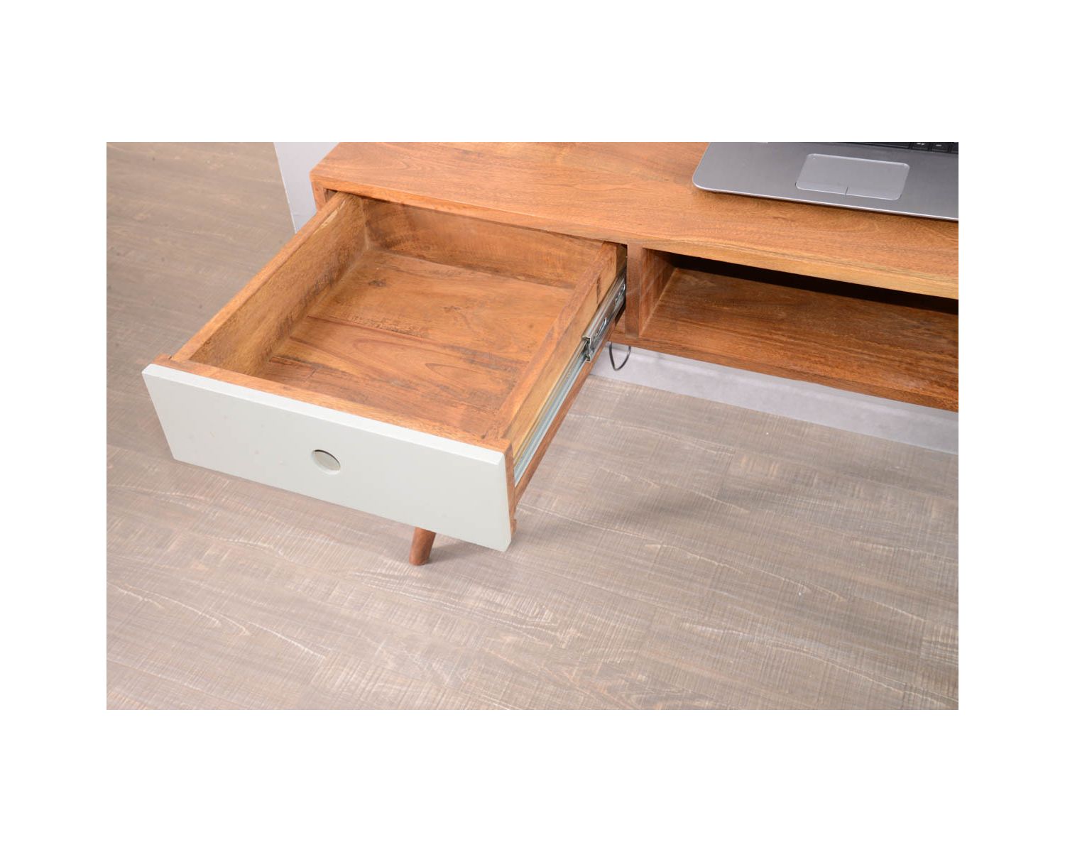 Bureau vintage en palissandre tiroirs gris et bois "Vintage grey"