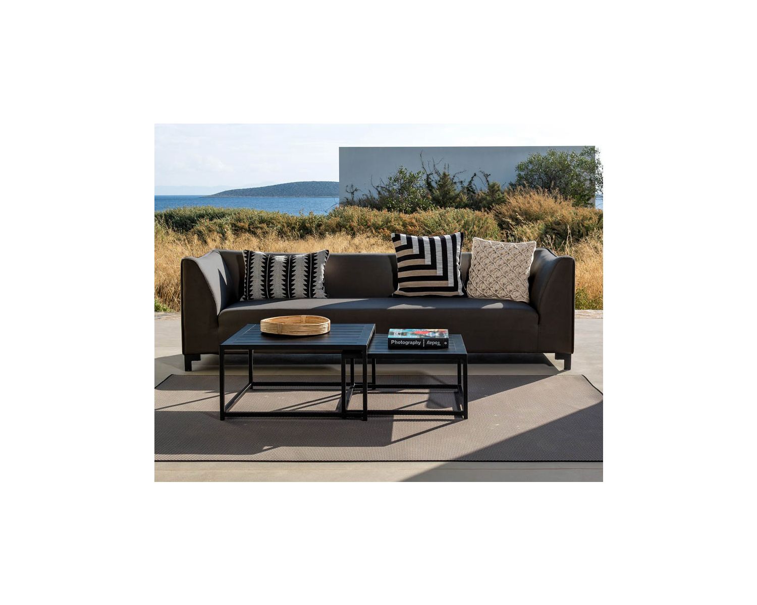 Ensemble de jardin gris foncé aluminium et tissu Sunbrella "Andaman Island"