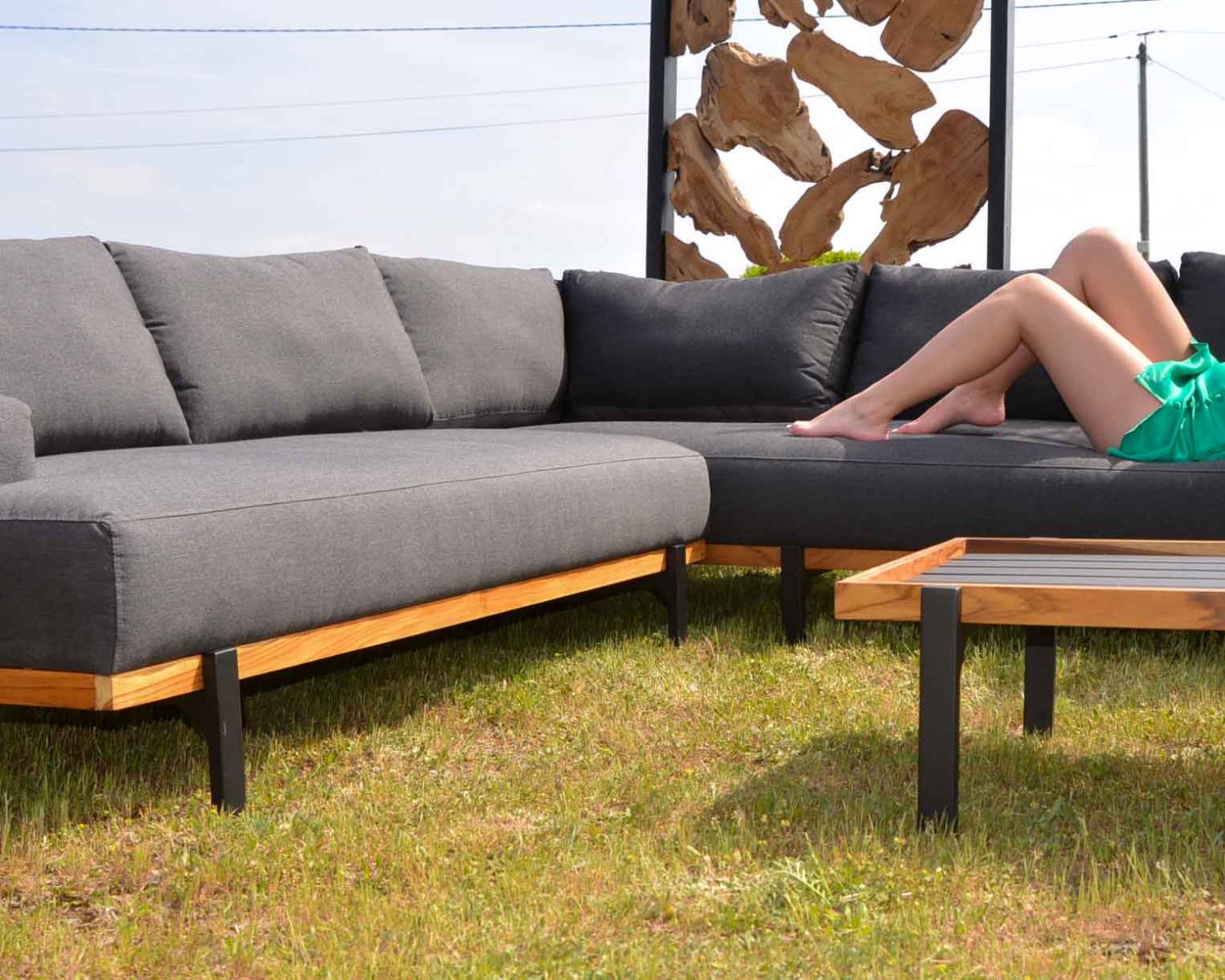 Canapé d'angle extérieur haut de gamme tissu Sunbrella "Maluku Island"